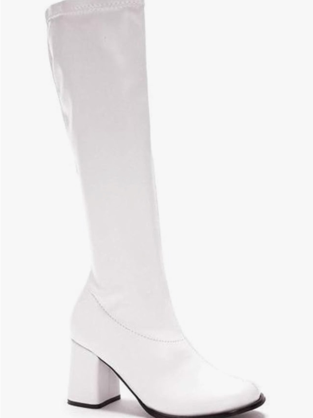 Ellie White Knee High Block Heel Boots